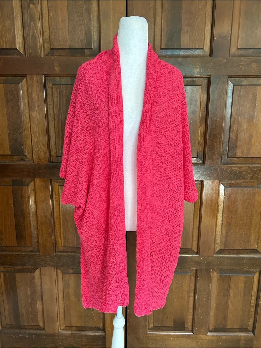 NWT Chico's Wild Rose Pink Open-Knit Lightweight Wrap Sweater L/XL Cardigan